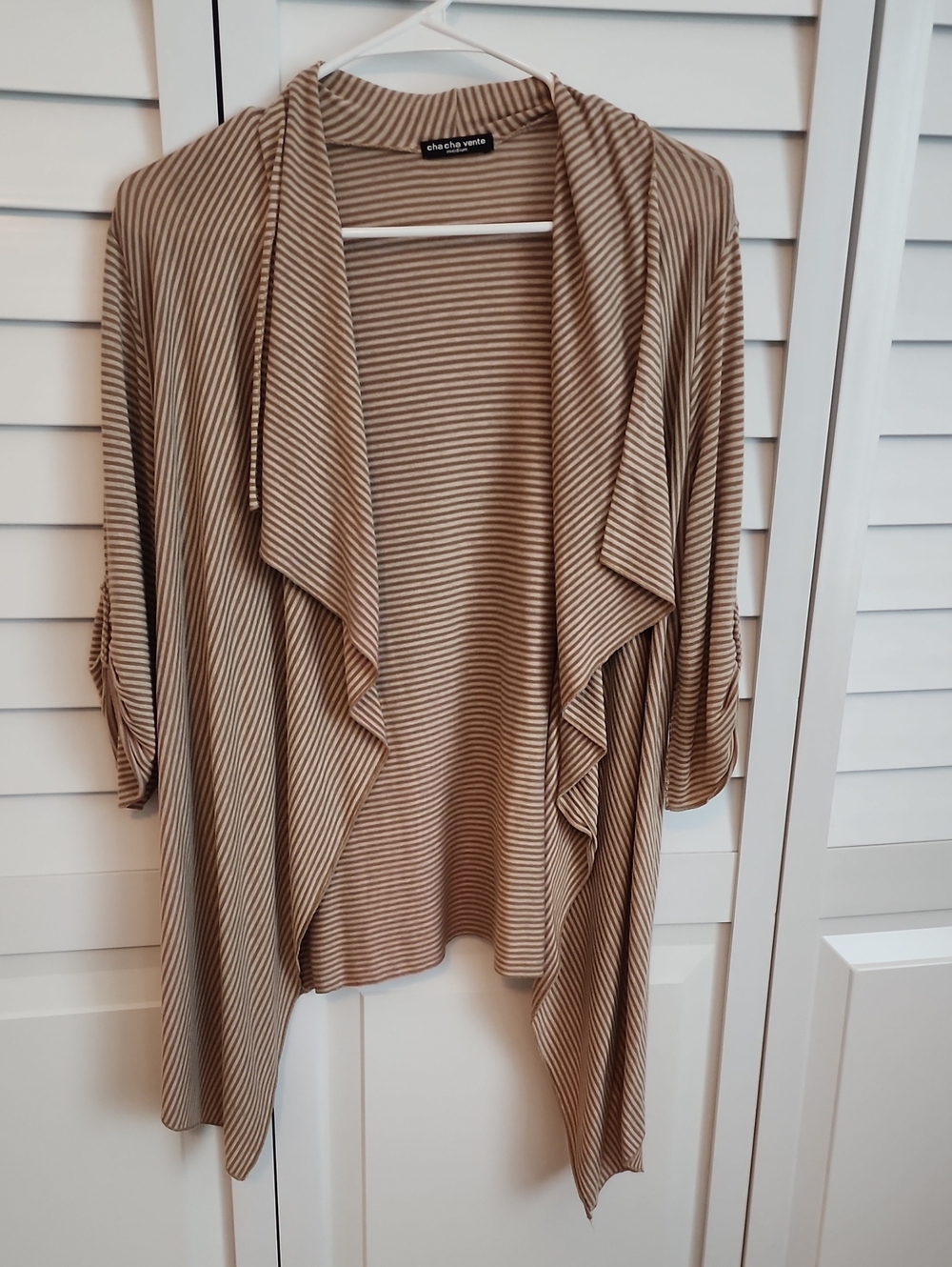 cha cha vente Beige Striped Draped Cardigan